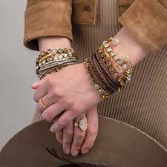 Touchstone Crystal by Swarovski Rivier Cuff, Golden - Picture 3 of 5